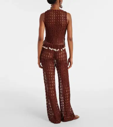 Anna Kosturova Crochet fringed cotton crop top | Thumbnail 4