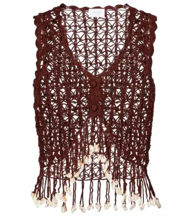 Anna Kosturova Crochet fringed cotton crop top | Thumbnail 1