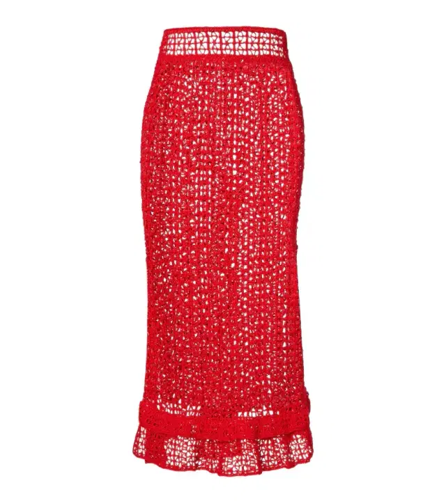 Anna Kosturova Rosette crochet cotton maxi skirt