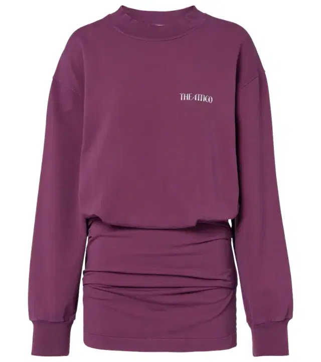 The Attico Ruched cotton-blend fleece minidress