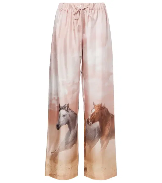 The Attico Printed silk twill palazzo pants