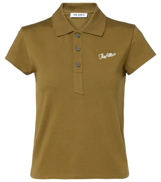 The Attico Logo cropped cotton jersey polo shirt