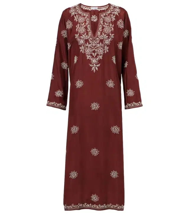 Juliet Dunn Floral embroidered silk tunic