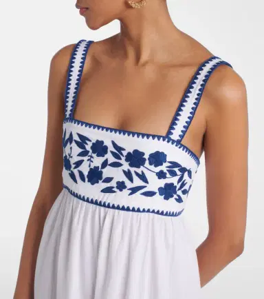 JULIET DUNN Embroidered cotton and linen midi dress | Thumbnail 3