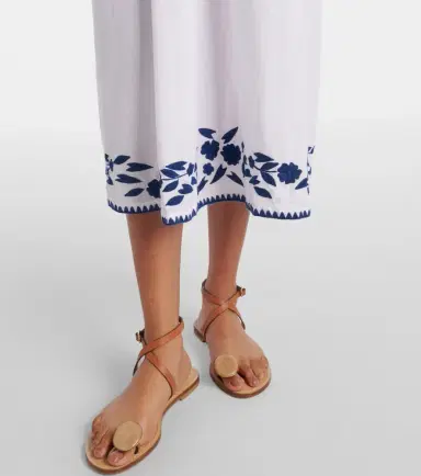JULIET DUNN Embroidered cotton and linen midi dress | Thumbnail 5