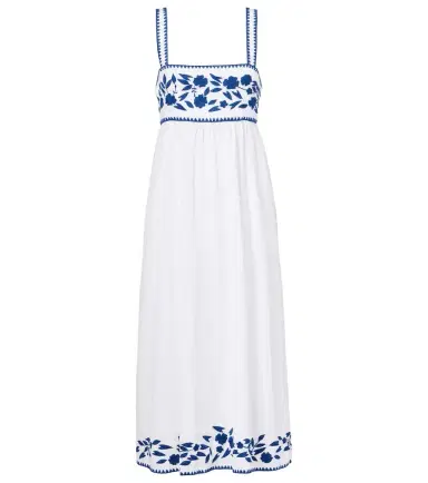 JULIET DUNN Embroidered cotton and linen midi dress | Thumbnail 1