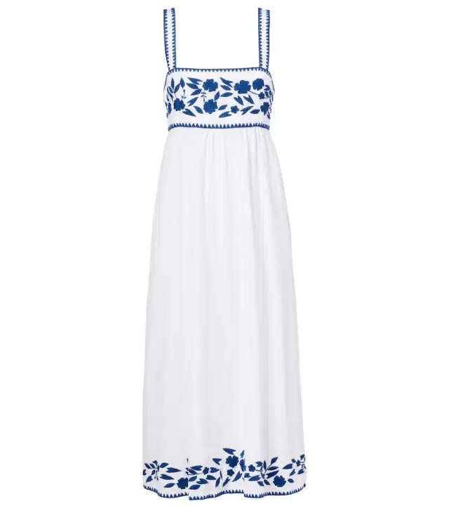 JULIET DUNN Embroidered cotton and linen midi dress