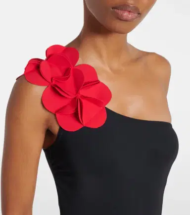Karla Colletto Tess floral-appliqué one-shoulder swimsuit | Thumbnail 2