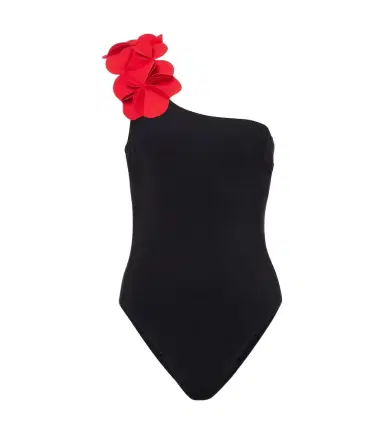 Karla Colletto Tess floral-appliqué one-shoulder swimsuit | Thumbnail 1