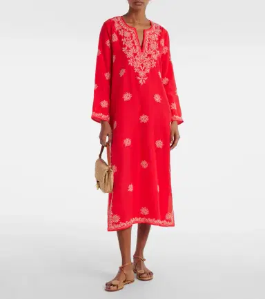 Juliet Dunn Embroidered silk kaftan | Thumbnail 3