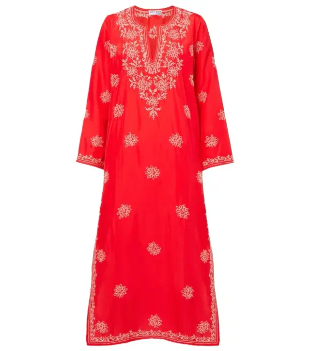 Juliet Dunn Embroidered silk kaftan