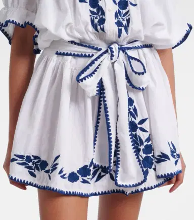 JULIET DUNN Embroidered cotton and linen minidress | Thumbnail 3