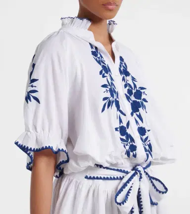 JULIET DUNN Embroidered cotton and linen minidress | Thumbnail 4