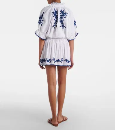 JULIET DUNN Embroidered cotton and linen minidress | Thumbnail 5