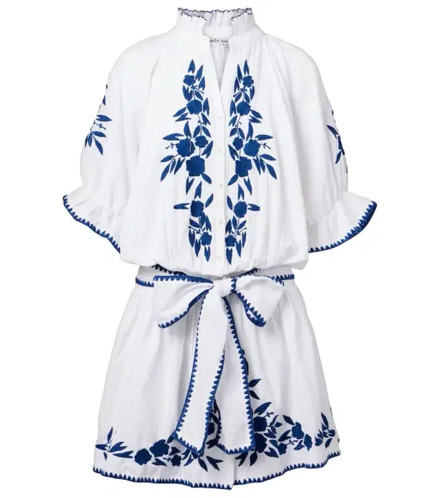 JULIET DUNN Embroidered cotton and linen minidress