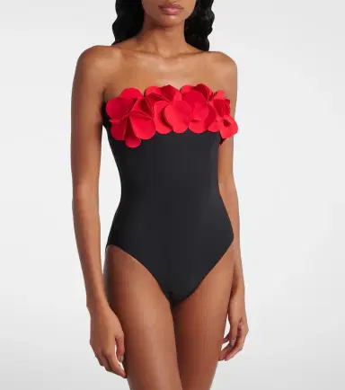 Karla Colletto Floral-appliqué strapless swimsuit | Thumbnail 5