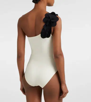Karla Colletto Tess floral-appliqué one-shoulder swimsuit | Thumbnail 4