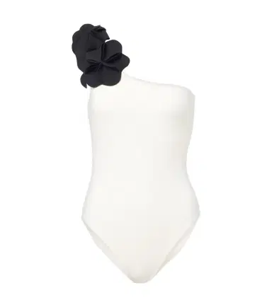 Karla Colletto Tess floral-appliqué one-shoulder swimsuit | Thumbnail 1