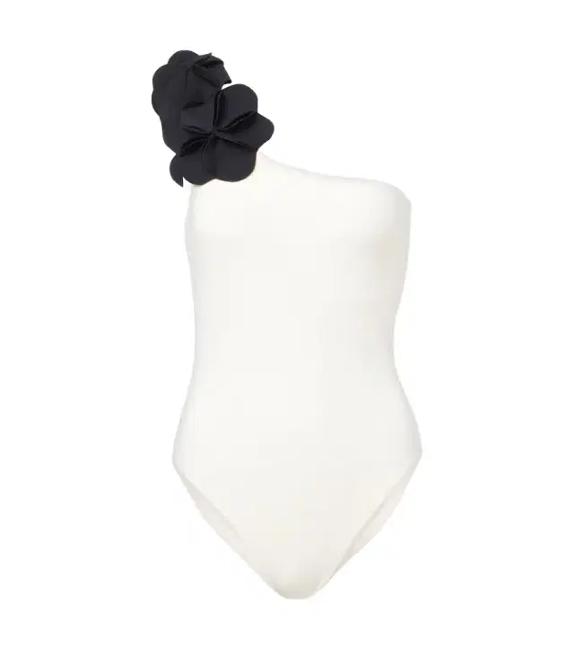 Karla Colletto Tess floral-appliqué one-shoulder swimsuit