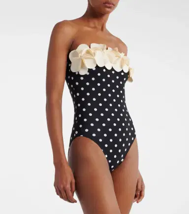 Karla Colletto Floral-appliqué polka-dot swimsuit | Thumbnail 4