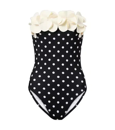Karla Colletto Floral-appliqué polka-dot swimsuit | Thumbnail 1