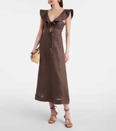 Zimmermann Rhiannon ruffled linen midi dress | Thumbnail 2