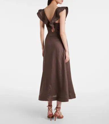 Zimmermann Rhiannon ruffled linen midi dress | Thumbnail 4