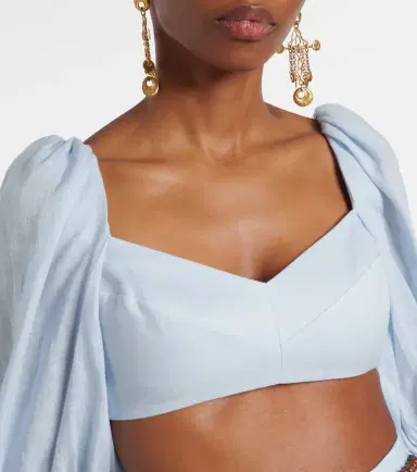Zimmermann Rhiannon puff-sleeve linen crop top | Thumbnail 3 Zimmermann Rhiannon puff-sleeve linen crop top | Thumbnail 3