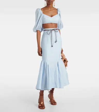 Zimmermann Rhiannon puff-sleeve linen crop top | Thumbnail 4 Zimmermann Rhiannon puff-sleeve linen crop top | Thumbnail 4