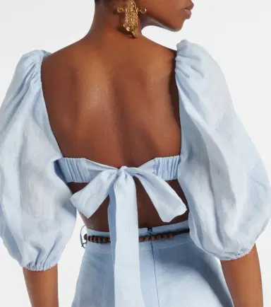 Zimmermann Rhiannon puff-sleeve linen crop top | Thumbnail 5 Zimmermann Rhiannon puff-sleeve linen crop top | Thumbnail 5
