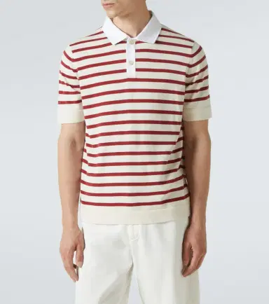 Brunello Cucinelli Striped cotton polo shirt | Thumbnail 4