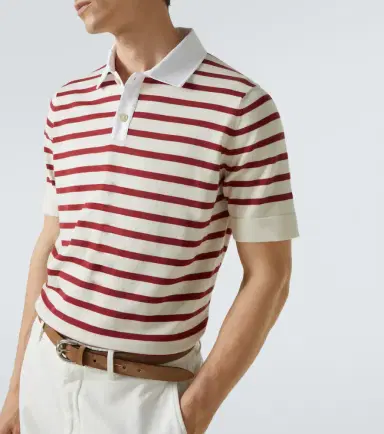 Brunello Cucinelli Striped cotton polo shirt | Thumbnail 5