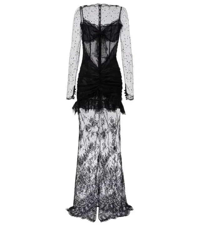Alessandra Rich Sheer cotton-blend lace gown