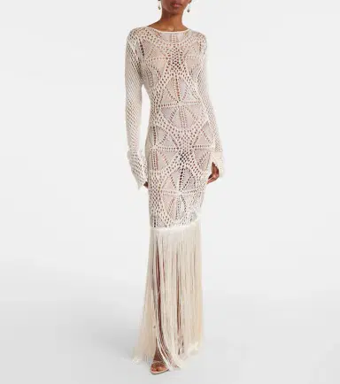 Stella McCartney Fringed crochet maxi dress | Thumbnail 4