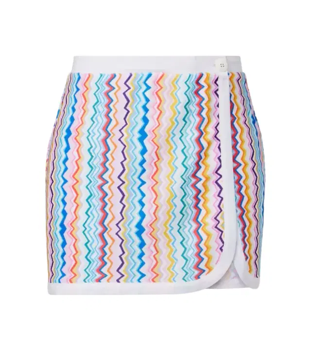 Zigzag printed terry jersey miniskirt