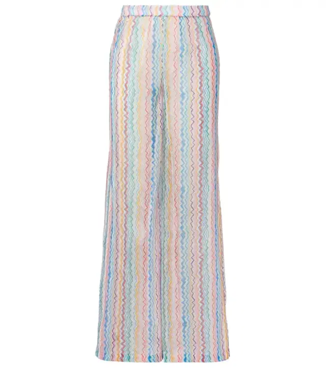 Zigzag sheer wide-leg pants