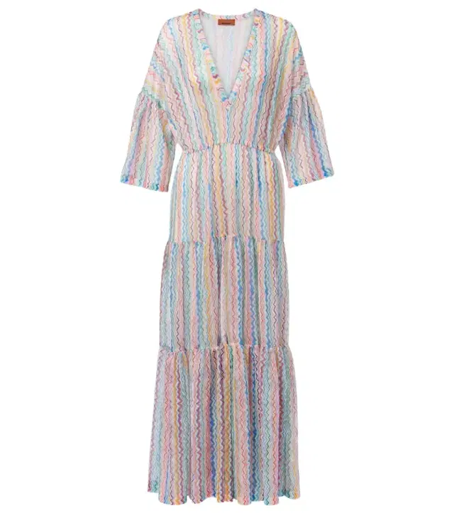 Zigzag sheer tiered beach dress