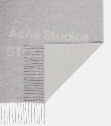 Acne Studios Fringed logo wool jacquard scarf | Thumbnail 2