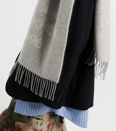 Acne Studios Fringed logo wool jacquard scarf | Thumbnail 4