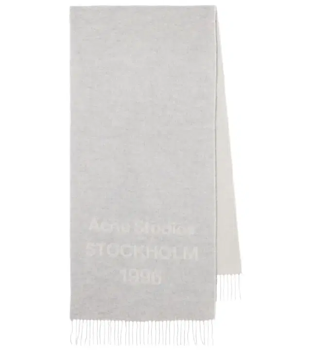 Fringed logo wool jacquard scarf