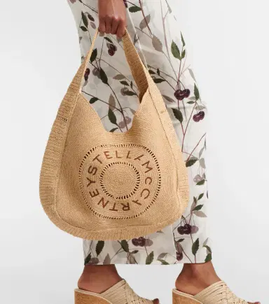 Stella McCartney Logo embroidered raffia tote bag | Thumbnail 3