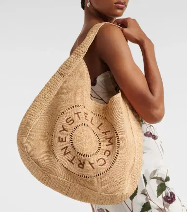 Stella McCartney Logo embroidered raffia tote bag | Thumbnail 4