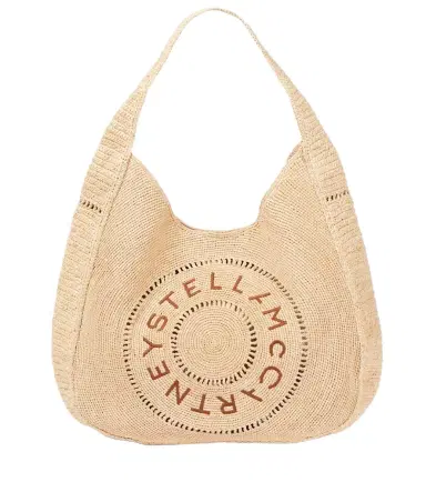 Stella McCartney Logo embroidered raffia tote bag | Thumbnail 1