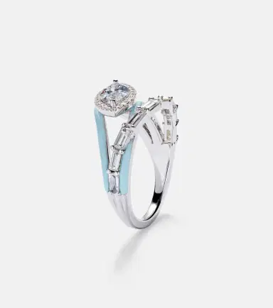 Kamyen Oasis 18kt white gold ring with diamonds and enamel | Thumbnail 2
