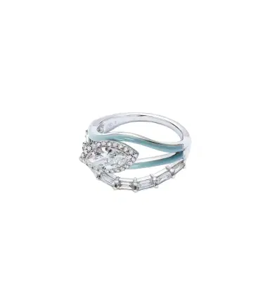 Kamyen Oasis 18kt white gold ring with diamonds and enamel | Thumbnail 1
