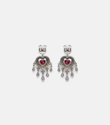 Kamyen Heart 18kt white gold earrings with rubies and diamonds | Thumbnail 2 Kamyen Heart 18kt white gold earrings with rubies and diamonds | Thumbnail 2