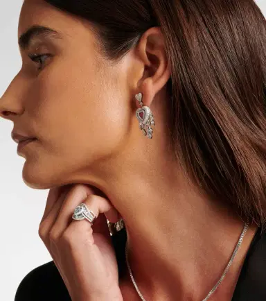 Kamyen Heart 18kt white gold earrings with rubies and diamonds | Thumbnail 4 Kamyen Heart 18kt white gold earrings with rubies and diamonds | Thumbnail 4