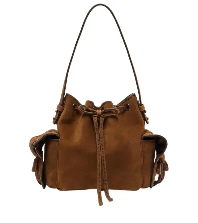 Multipocket Mini suede bucket bag