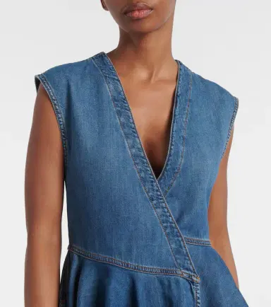 Alaïa Alaïa Asymmetric denim wrap dress | Thumbnail 3