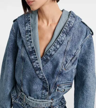 Alaïa Alaïa Belted hooded denim jacket | Thumbnail 3 Alaïa Alaïa Belted hooded denim jacket | Thumbnail 3